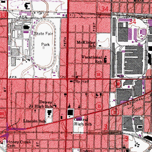 Topographic Map of West Allis Post Office, WI