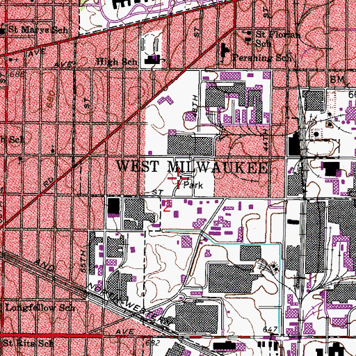 Topographic Map of West Milwaukee Park, WI