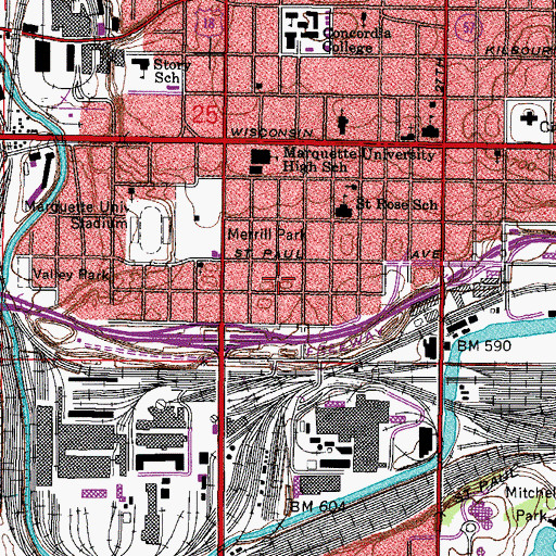 Topographic Map of West Side Church of God in Christ, WI