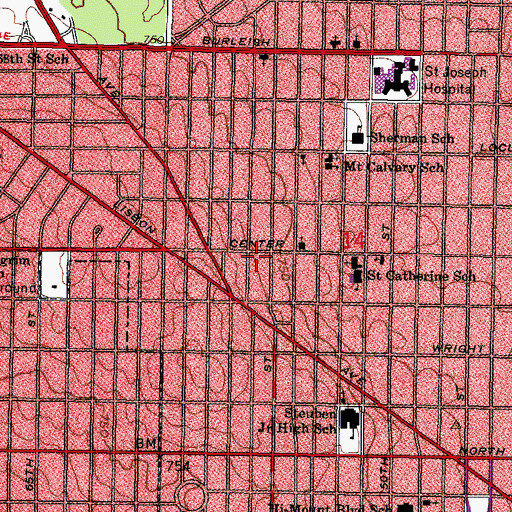Topographic Map of Western Post Office - Milwaukee, WI