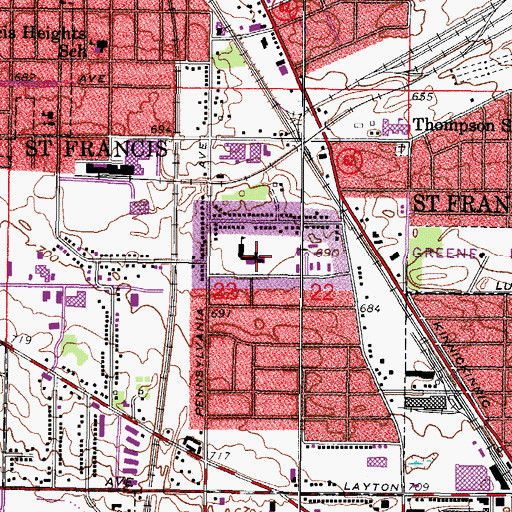 Topographic Map of Willow Glen Primary School, WI