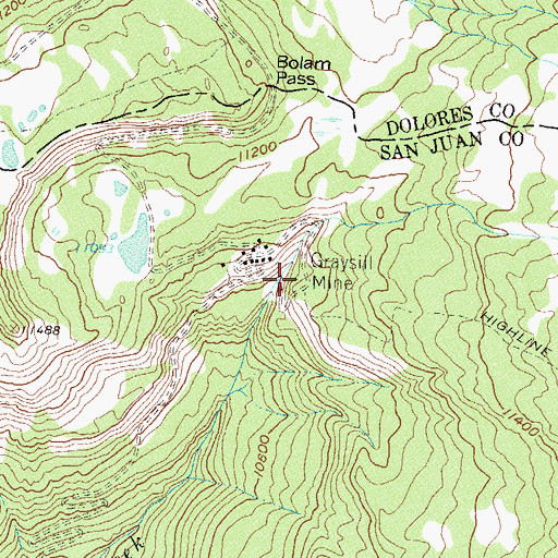 Topographic Map of Graysill Mine, CO