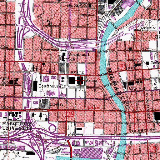 Topographic Map of U S Cellular Arena, WI