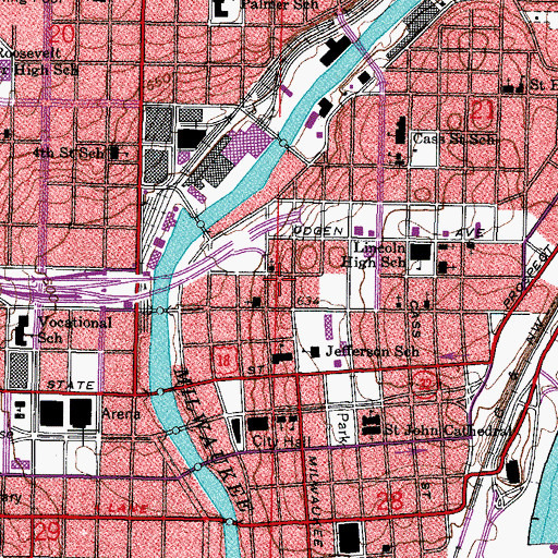Topographic Map of Wisconsin Institute Mortuary School, WI