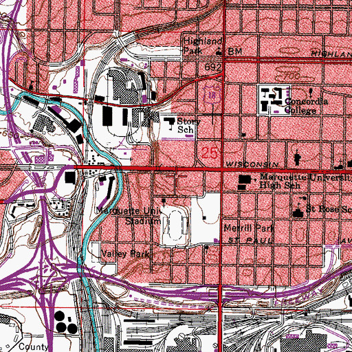 Topographic Map of Wisconsin Tabernacle, WI