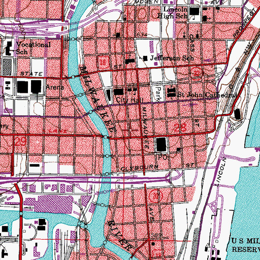 Topographic Map of Wisconsin-Broadway Building, WI