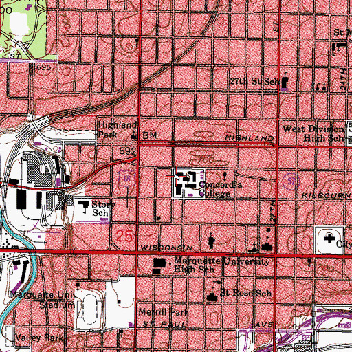 Topographic Map of Wundar Dormitory, WI