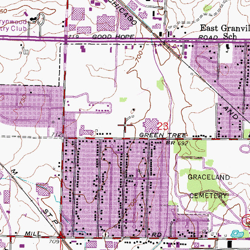 Topographic Map of Wyrick Park, WI