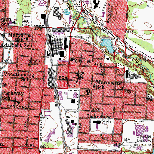 Topographic Map of Zion Evangelical Lutheran Church, WI