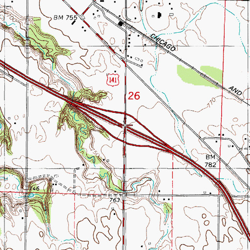 Topographic Map of Interchange 178, WI