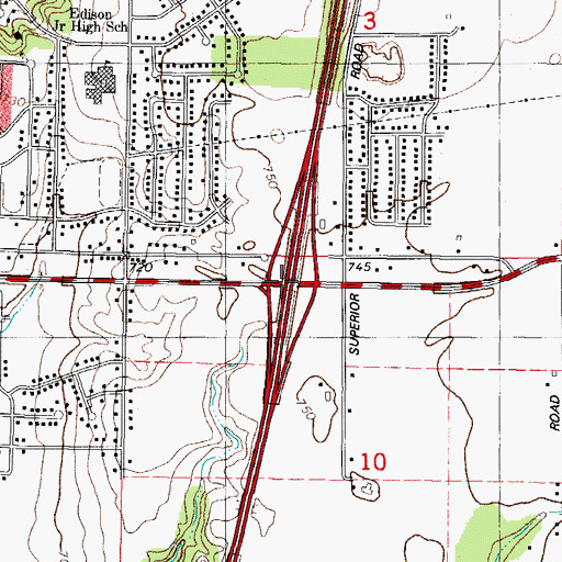 Topographic Map of Interchange 183, WI