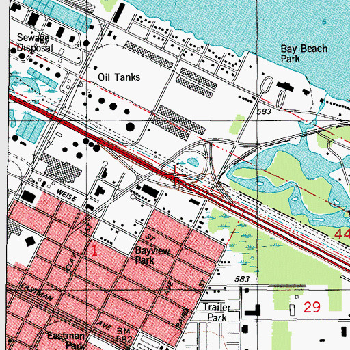 Topographic Map of Interchange 187, WI