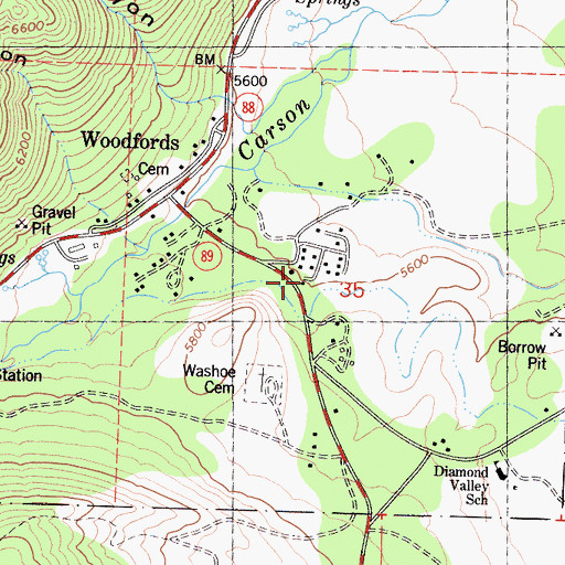 Topographic Map of Alpine Village, CA