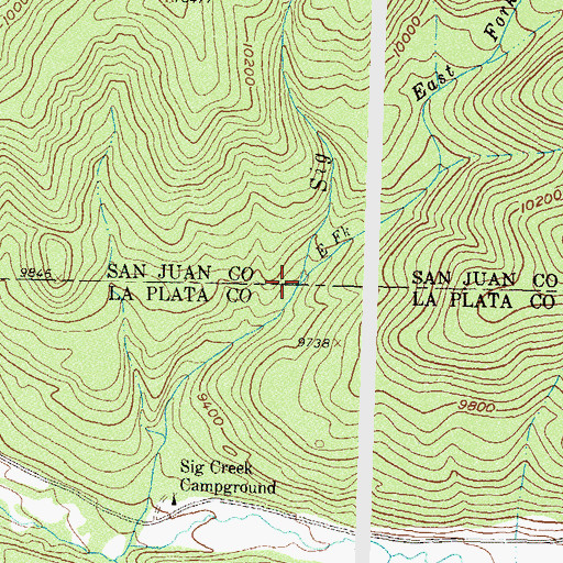 Topographic Map of East Fork Sig Creek, CO