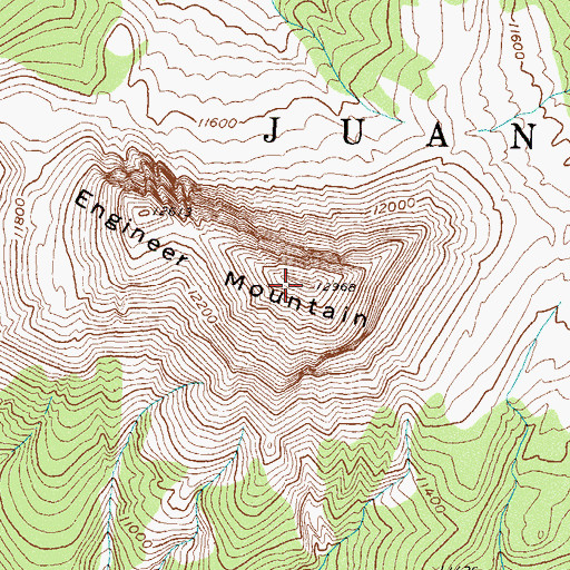 Topographic Map of Engineer Mountain, CO