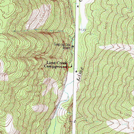 Topographic Map of Lime Creek Campground, CO
