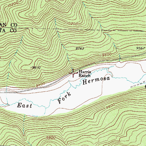 Topographic Map of Harris Ranch, CO