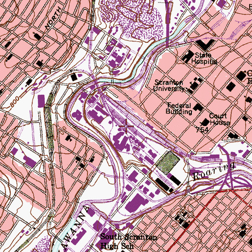 Topographic Map of Steamtown National Historic Site, PA
