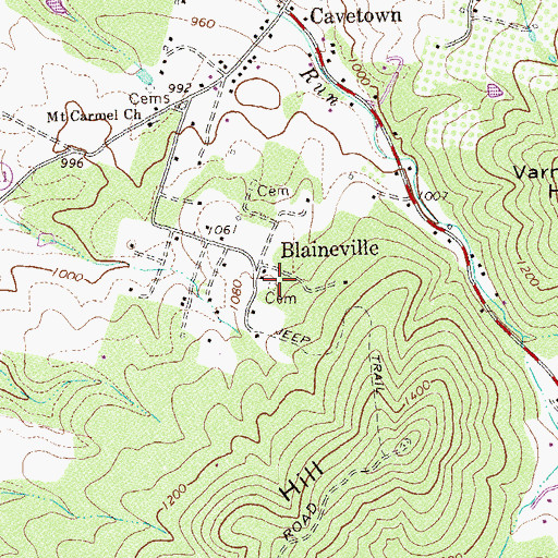 Topographic Map of Marshall Cemetery, VA