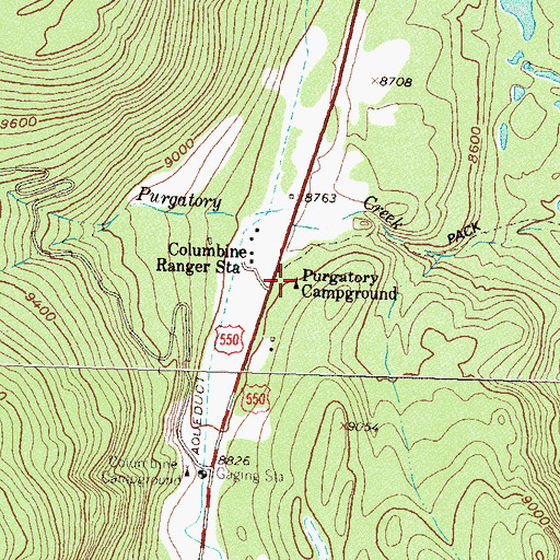 Topographic Map of Purgatory Campground, CO