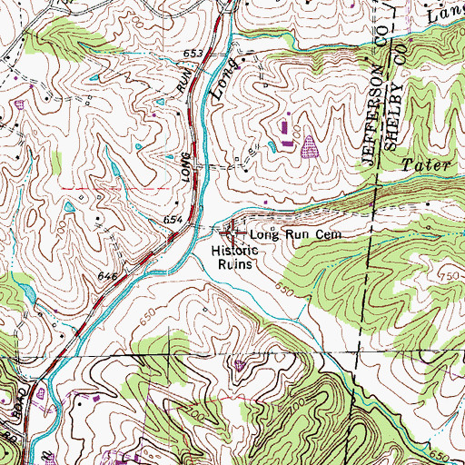 Topographic Map of Long Run Cemetery, KY