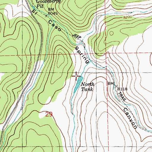 Topographic Map of North Tank, NM