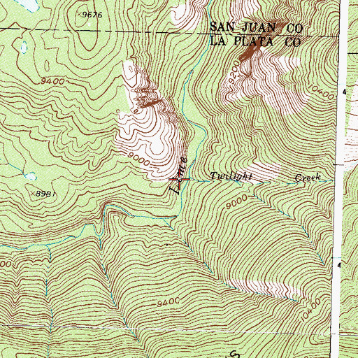 Topographic Map of Twilight Creek, CO