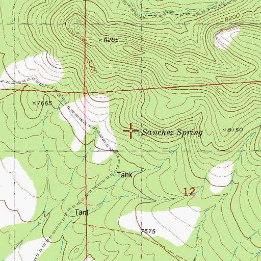 Topographic Map of Sanchez Spring, NM