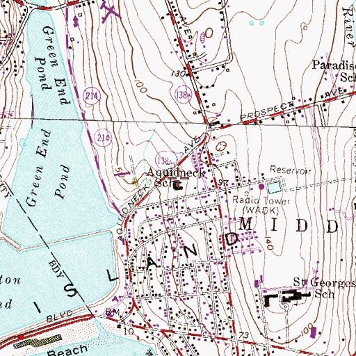 Topographic Map of Aquidneck Elementary School, RI