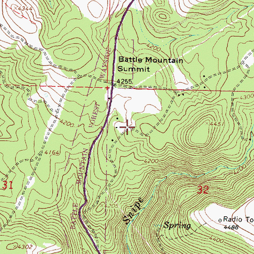 Topographic Map of Battle Mountain Forest State Scenic Corridor, OR
