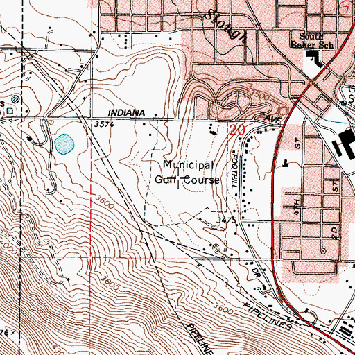 Topographic Map of Baker City Golf Club, OR