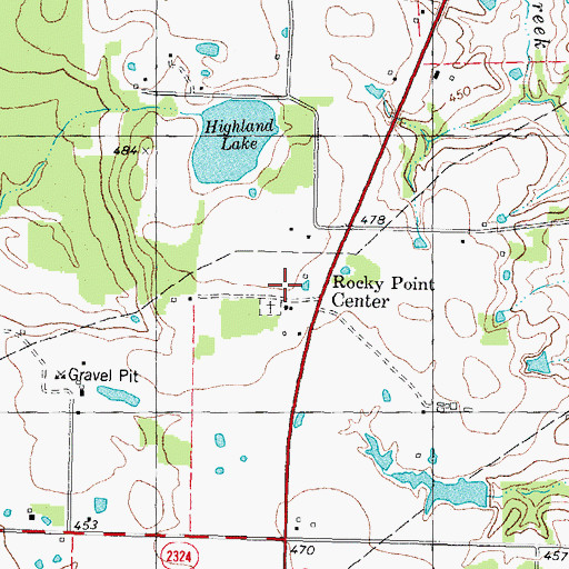 Topographic Map of Rocky Point Center, TX