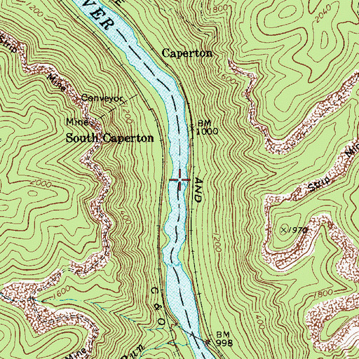 Topographic Map of Lower Railroad Rapids, WV
