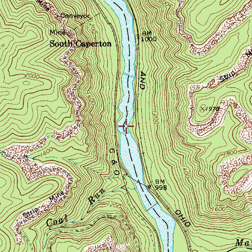 Topographic Map of Upper Railroad Rapids, WV