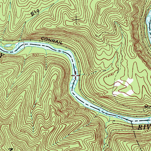 Topographic Map of Pure Screaming Hell Rapids, WV
