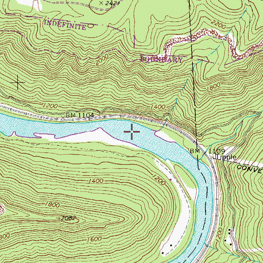Topographic Map of Silo Rapids, WV