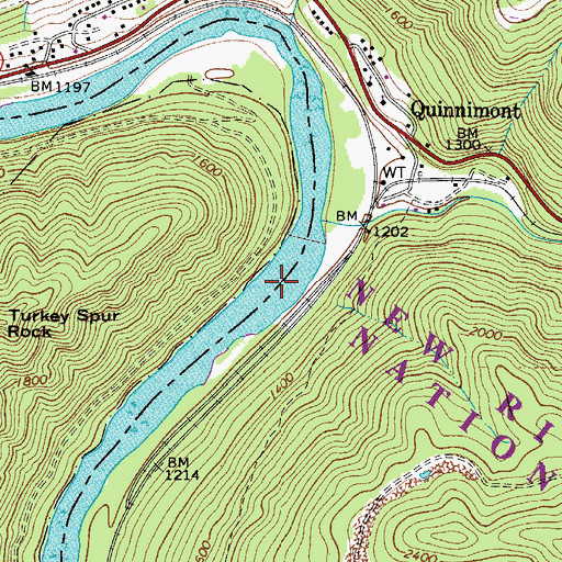 Topographic Map of Quinnimont Rapids, WV