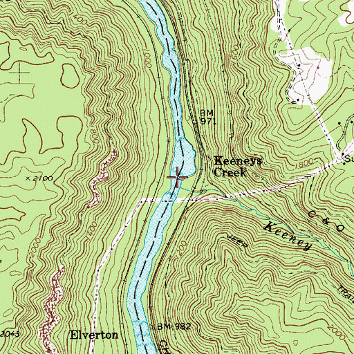 Topographic Map of Keeneys Rapids, WV