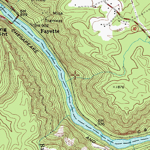 Topographic Map of Fayette Station Rapids, WV