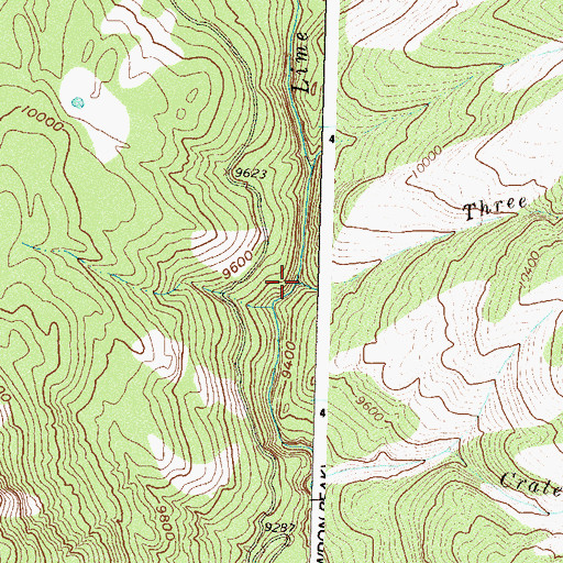 Topographic Map of Three Lakes Creek, CO
