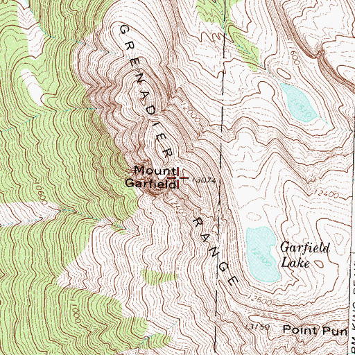 Topographic Map of Mount Garfield, CO