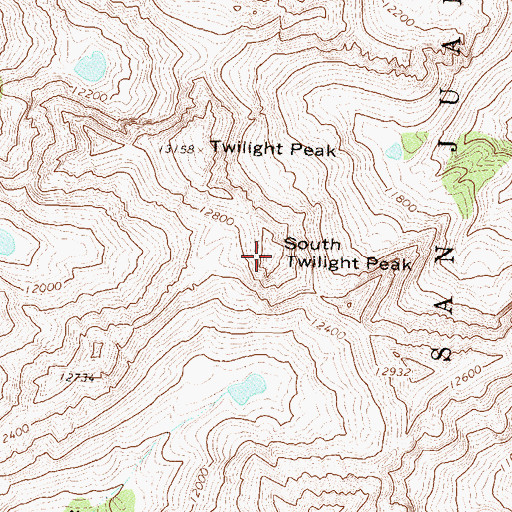 Topographic Map of South Twilight Peak, CO