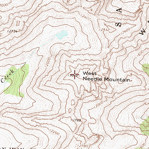 Topographic Map of West Needle Mountain, CO