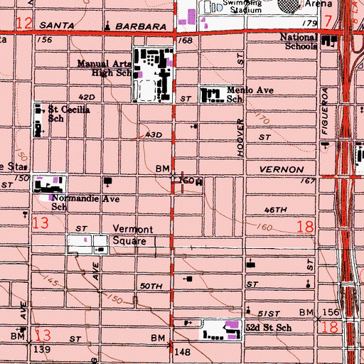 Topographic Map of Grace Lutheran Church, CA
