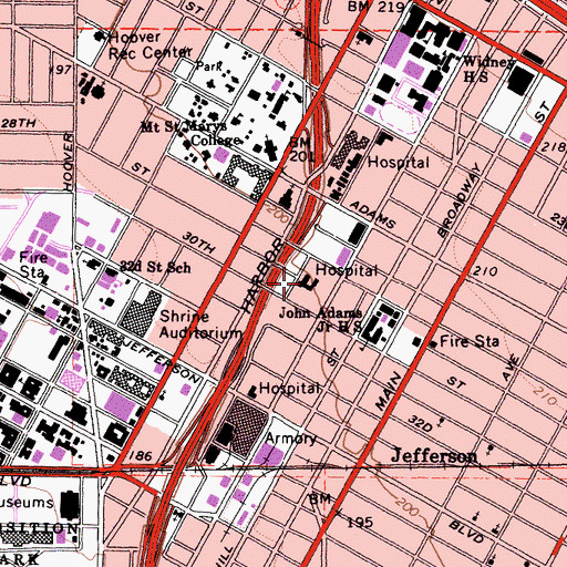 Topographic Map of John Wesley County Hospital, CA