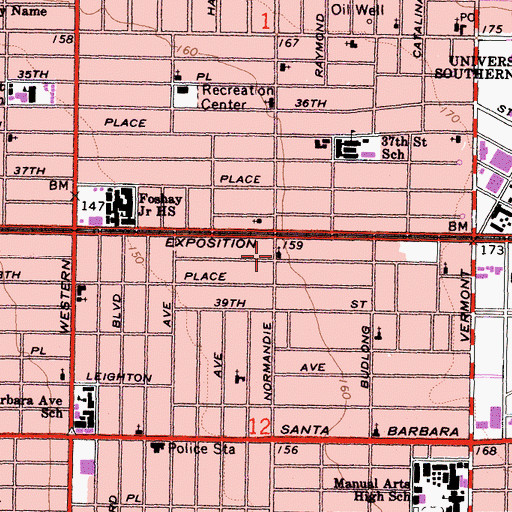 Topographic Map of Normandie Avenue Methodist Episcopal Church (historical), CA