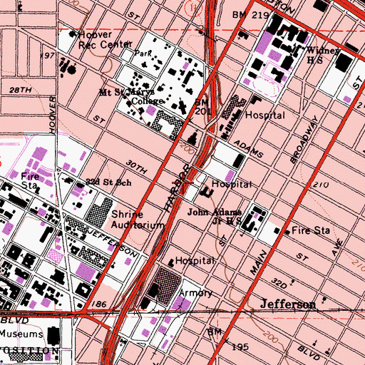 Topographic Map of Philomena Hall, CA