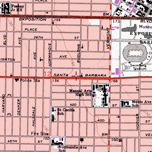 Topographic Map of University Christian Church, CA
