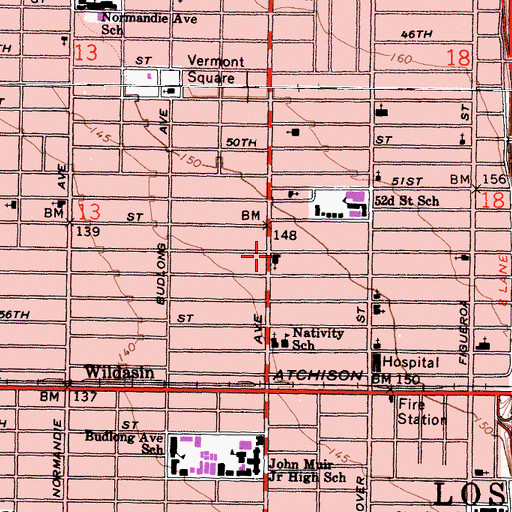 Topographic Map of Vermont Avenue Presbyterian Church, CA