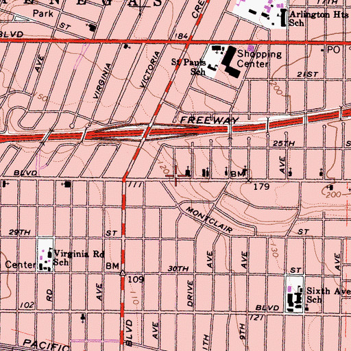 Topographic Map of Berean Seventh Day Adventist Church, CA